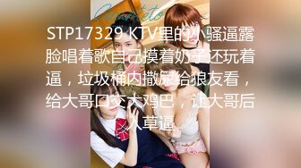 STP17329 KTV里的小骚逼露脸唱着歌自己摸着奶子还玩着逼，垃圾桶内撒尿给狼友看，给大哥口交大鸡巴，让大哥后入草逼